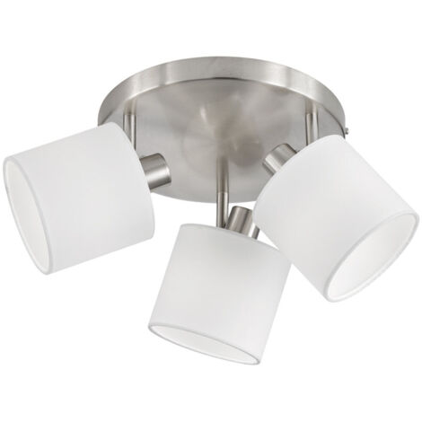Plafoniera 3 Spots Luci Led Faretti 25 cm Acciaio Bianco Tommy GD Trio