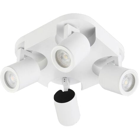 Plafoniera 4 diffusori orientabile da soffitto parete lampada tonda attacco GU10 per bagno soggiorno bianco o nero
