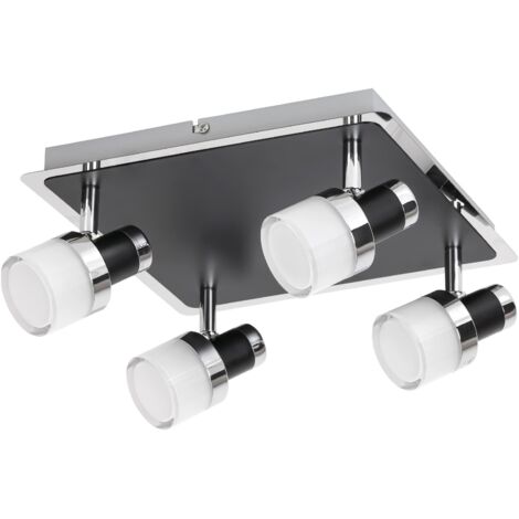 Plafoniera 4 luci LED 20W nera opale Harold Rabalux