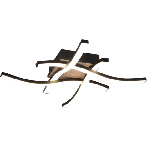 Plafoniera 4 luci LED, MDF, effetto legno, L46 cm, Route