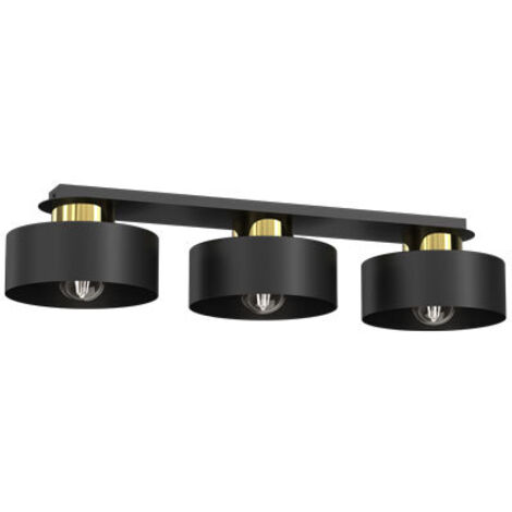 Plafoniera a barra Marti nero opaco oro lucido 3xE27 Luminex