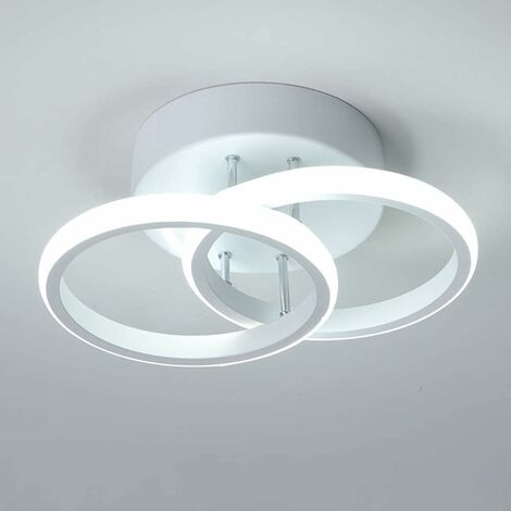Plafoniera a LED 2 anelli Fashion New Style Plafoniera da corridoio in bianco e nero per ingresso Balcone Corridoio Cucina Soggiorno Illuminazione interna Luce bianca itedda 22W (bianco)
