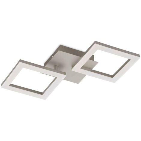 Plafoniera a Led con 2 Quadrati Moderni Nickel Huerta Eglo