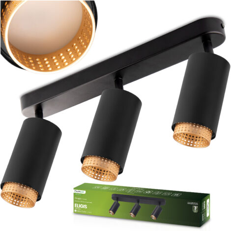 Plafoniera a LED con faretto 3x GU10 ELIGIS Nero LUMILED