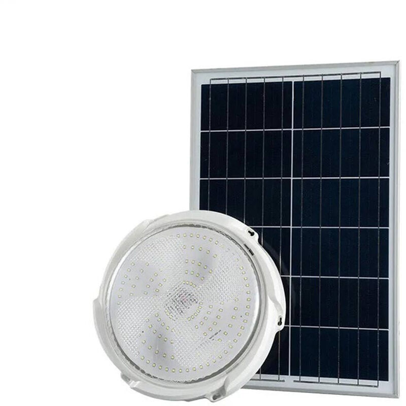 Image of Plafoniera a led con pannello solare 60 watt lampada da soffitto ricaricabile per esterno luce fredda