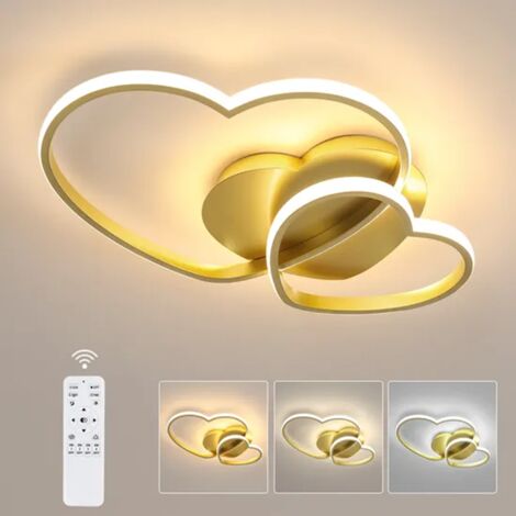 Plafoniera a LED con telecomando, lampada da soffitto dimmerabile a forma di cuore, lampadario a risparmio energetico, 3 temperature di colore, 50 cm