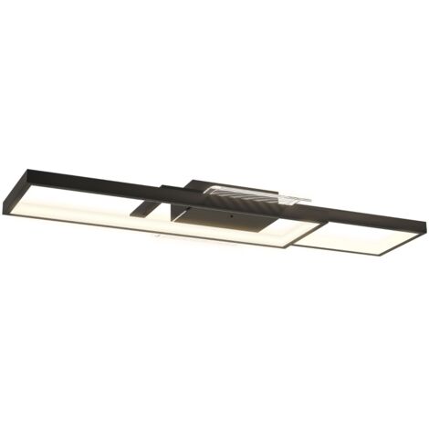 Plafoniera a LED da 43W, 4600 lm, 3000-6000 K, dimmerabile, con telecomando e interruttore a parete, 70 x 30 x 7 cm, nera.