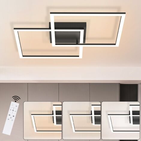 Plafoniera a LED Dimmerabile - GBLY Lampada da Tavolo da Pranzo Nera Dimmerabile con Telecomando Lampada da Camera da Letto Lampada da Cucina Moderna 52W per Camera da Letto Cucina Sala da Pranzo