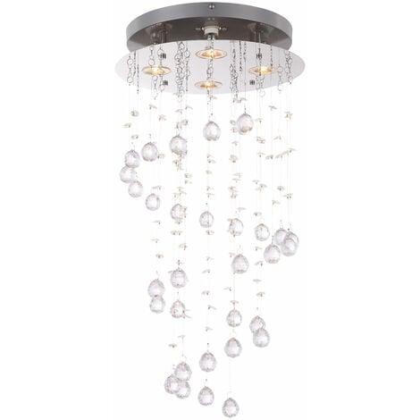 Plafoniera a LED illuminazione soggiorno lampada a sospensione cromata pendolo in cristallo globo 68595-4