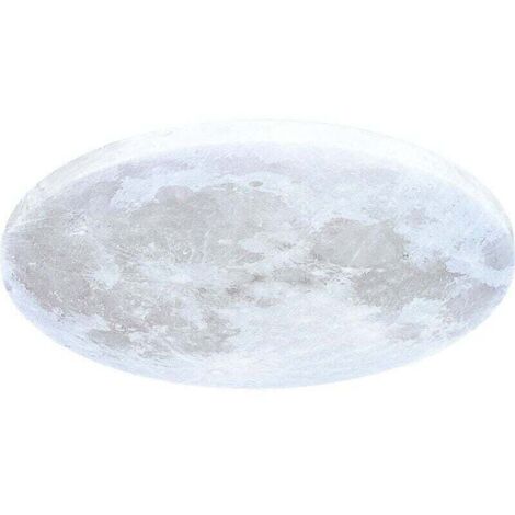 Plafoniera a LED, lampada da soffitto a forma di luna con telecomando, Ø 38 cm, dimmerabile 3000-6500 K, funzione notturna, lampada da parete per soggiorno camera da letto (380x50 mm) [Classe energeti