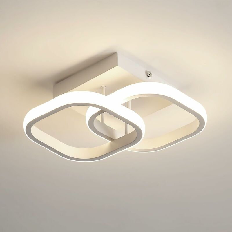 Image of Plafoniera LED Design moderno Bianco Neutro 4000K Anello quadrato Lampada a Soffitto Per Cucina Sala da pranzo Camera da letto Corridoio Ingresso