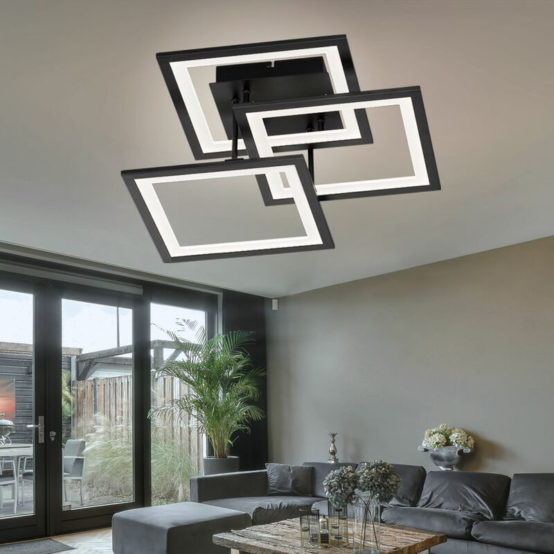 Image of Plafoniera a led nera moderna lampada da soggiorno dimmerabile plafoniera di design, dimmer a 3 livelli tramite interruttore a parete, 1x led 33 watt