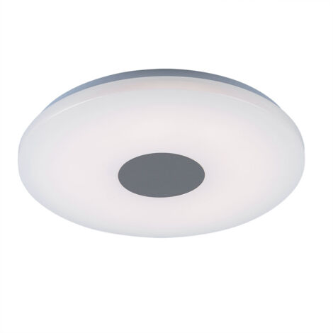 Plafoniera a LED, plafoniera per soggiorno, forma rotonda, cromata con paralume in acrilico, 1 LED 18W 1260 lm bianco caldo, 37,5 cm