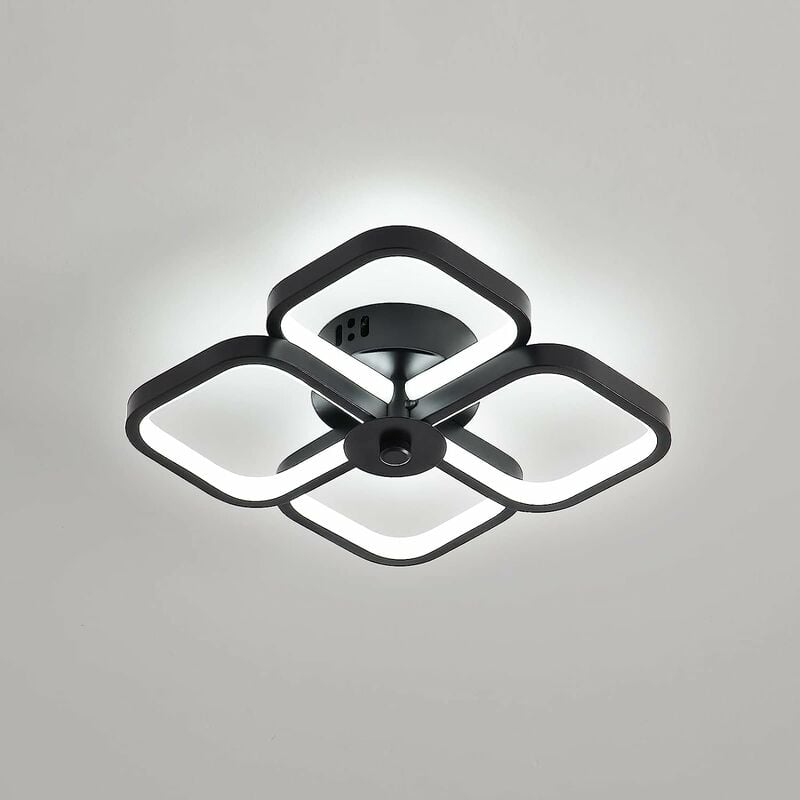 Image of Comely - Plafoniera a Led, Plafoniera Rettangolare Moderna in Metallo Acrilico Plafoniera Lampadario Nero da 30 w, Plafoniera da Ufficio Dia 24 cm