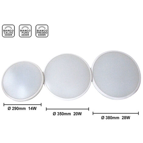 Plafoniera A Led Slim Da Soffitto 14W 220V Bianco Caldo Rotondo Diametro 290mm Ultrapiatta