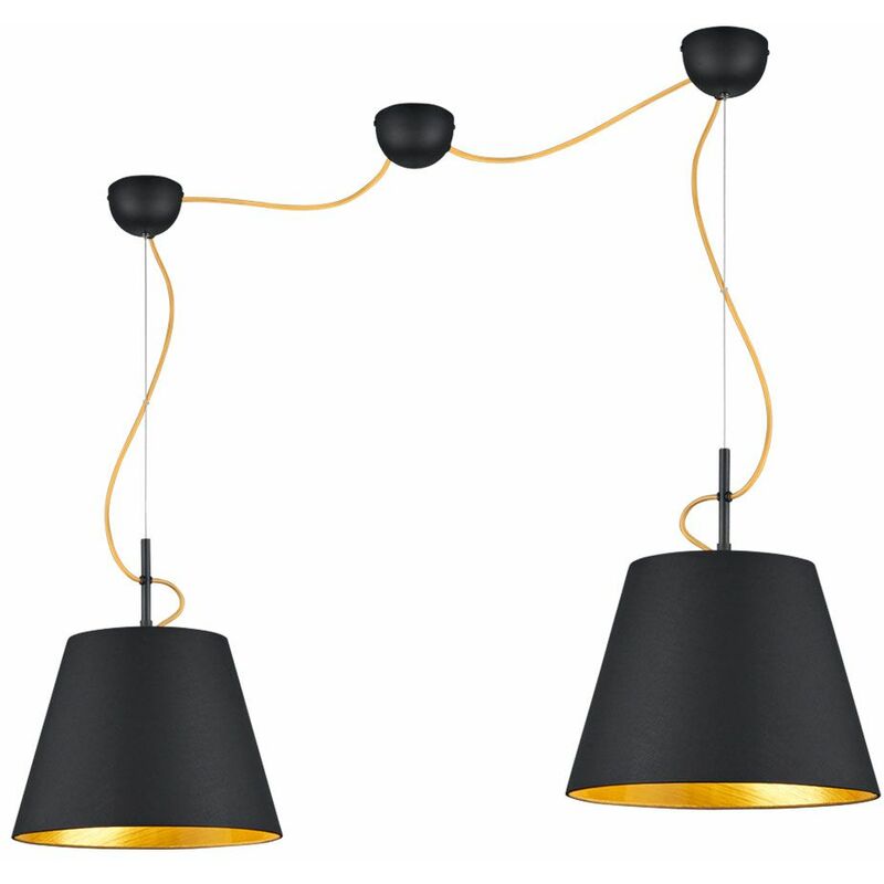 Image of Etc-shop - Lampada da soffitto a pendolo intelligente, lampada a sospensione dimmerabile in oro nero, controllo tramite app del telefono cellulare in