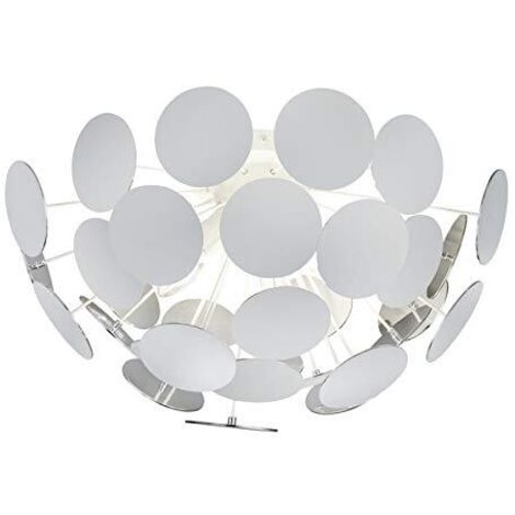 Plafoniera a Soffitto con Sfere Piatte Tonde Bianco Argento Discalgo GD Trio