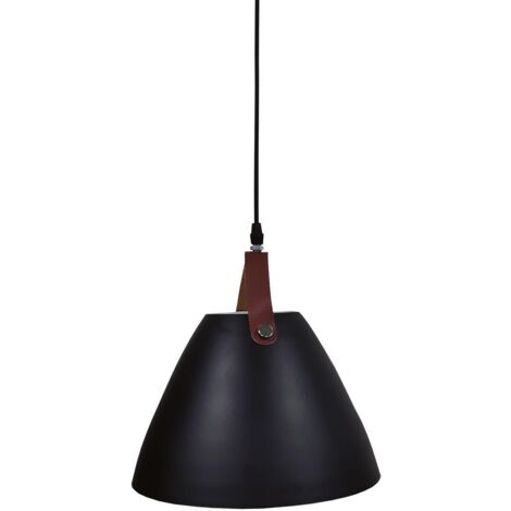 Plafoniera a sospensione serie "Dianza" E27 (40W massimo 230V) IP20 Ø27cm colore nero e cuoio