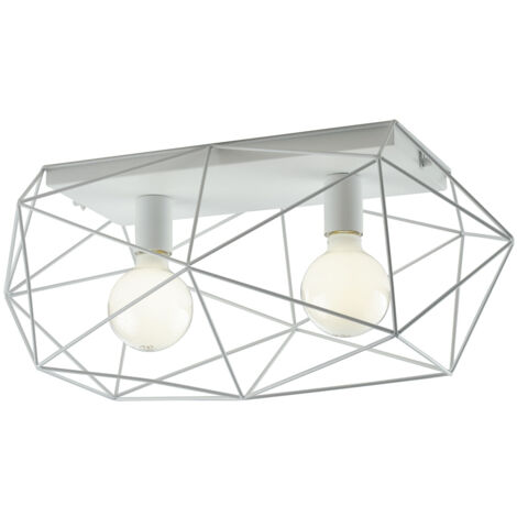 "Plafoniera ABRAXAS in metallo bianco 30x60x27cm."