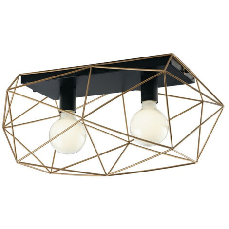 "Plafoniera ABRAXAS in metallo nero e oro 30x60x27cm."