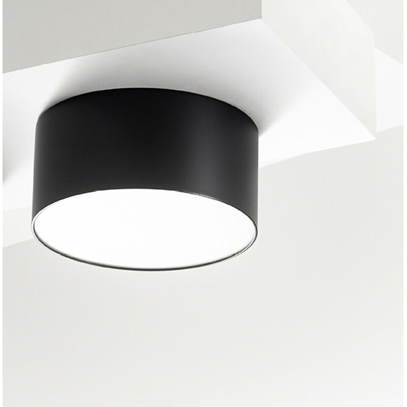 Image of Plafoniera alluminio gea led cloe 65 gpl243c led lampada soffitto nero tonda moderna interno 16w 3000°k ip20