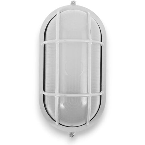 Plafoniera applique da esterno per parete o soffitto in alluminio pressofuso con griglia di protezione Algi -  Bianco