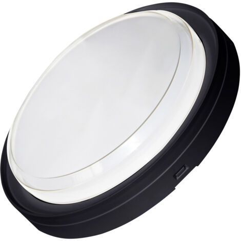 Plafoniera Applique Led 20w 220v Rotonda Nera Ip65 A Parete Soffitto SilampLuce Fredda 6400k