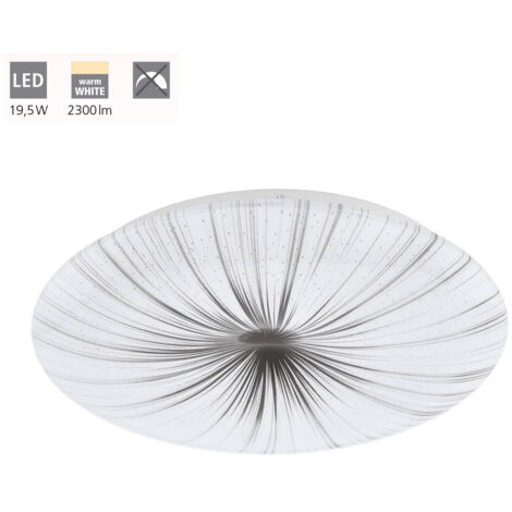 Plafoniera Applique Nieves Led Bianco Decoro Bianco E Argento Eglo