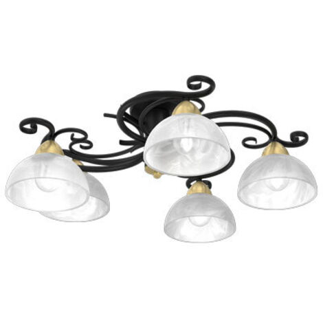 Plafoniera Aurora nera ottone 5 luci vetro E27 Luminex
