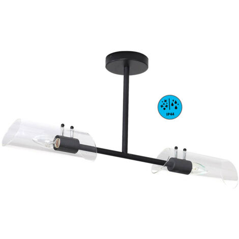 Plafoniera bagno Teodoro Rabalux nera vetro 2xE14 IP44