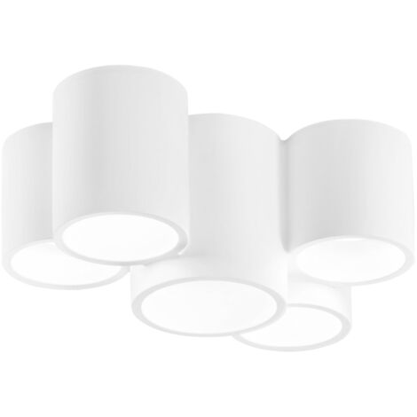 Plafoniera BANJIE in gesso bianco verniciabile a cinque luci 30x14x20 cm.