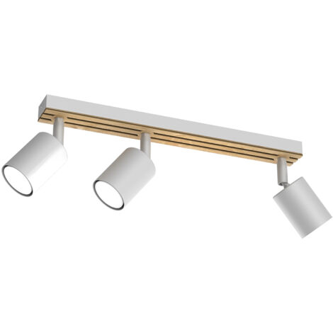 Plafoniera barra 3 spot orientabili bianco/legno Terra Luminex
