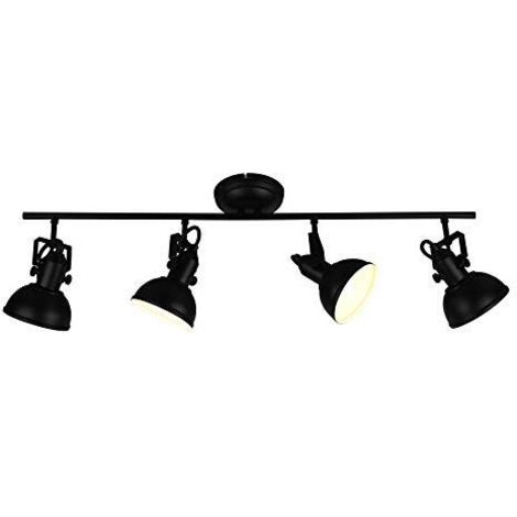 Plafoniera Barra 4 Spot Luci Faretti Interno Stile Classico Nero Gina GD Trio