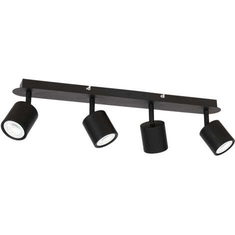 Plafoniera barra 4 spot orientabili nera GU10 8W Demia