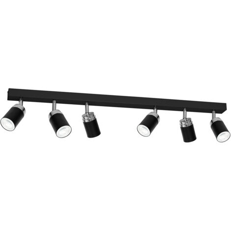 Plafoniera barra 6 faretti nero/cromo GU10 Reno Luminex