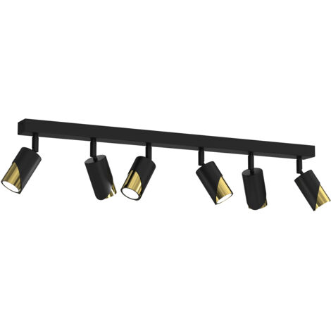 Plafoniera barra 6 spot orientabili nero/oro GU10 Luminex