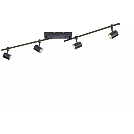 Plafoniera barra doppia Barik nera 6xGU10 dimmer Paul Neuhaus