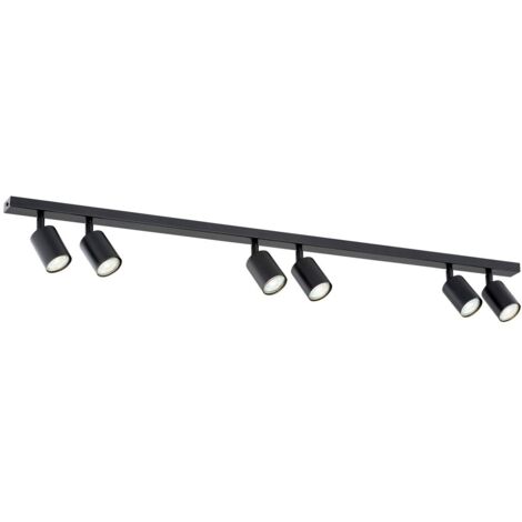 Plafoniera barra minimal nera 6 faretti GU10 116 cm