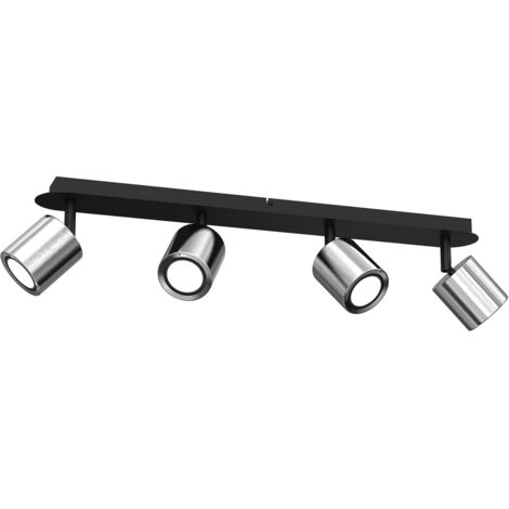 Plafoniera barra nera 4 spot GU10 orientabili Demia Luminex
