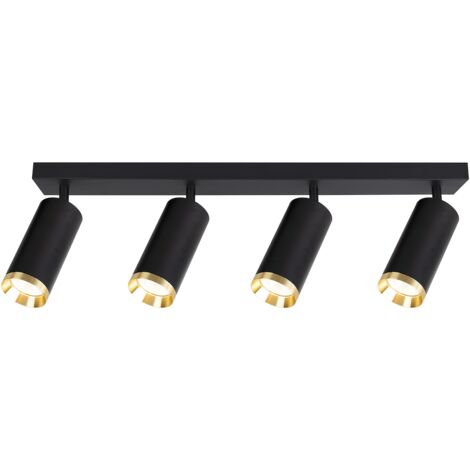 Plafoniera barra nera-oro 4 faretti GU10 Mica Milagro