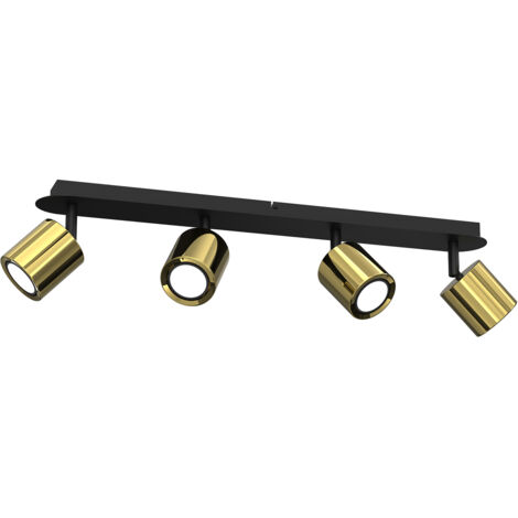 Plafoniera barra nera/ottone 4 spot orientabili GU10 Demia