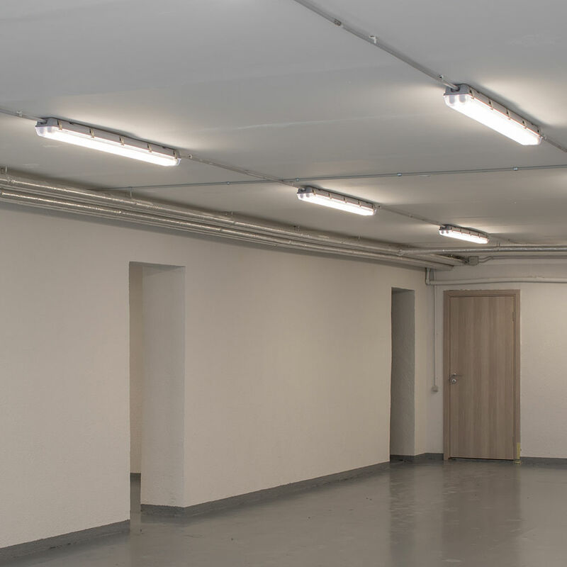 Image of Etc-shop - Plafoniera bianca, luce da garage a led per ambienti umidi, luce da officina IP65 bianco neutro, led 48W 5760lm 4000K, LxPxA 150x7,8x7,2