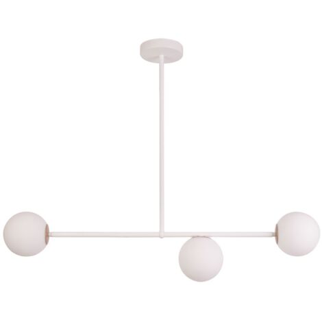 Plafoniera bianca minimal 3 globi vetro Gama G9 Sigma