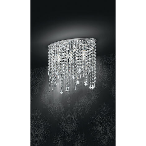 Plafoniera BREEZE in metallo cromato con pendenti in cristallo