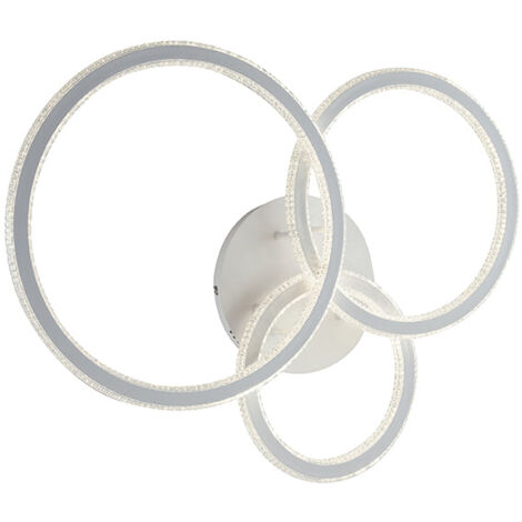 "Plafoniera BRYANT bianca con tre diffusori diamantati 86W luce calda"