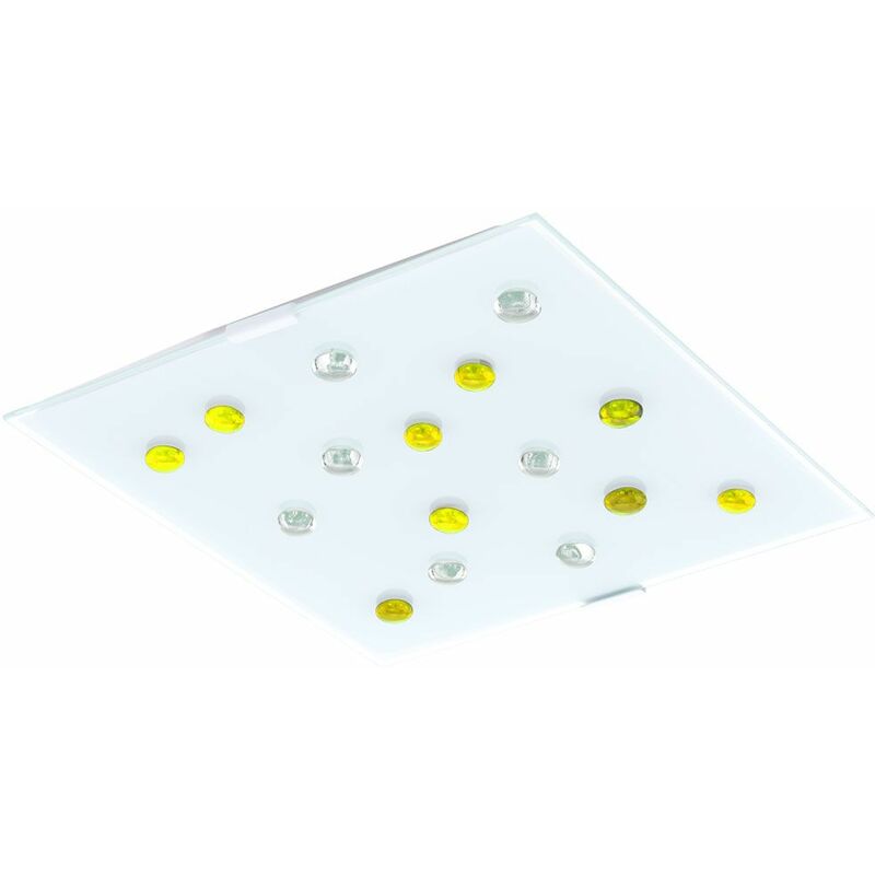 Image of Plafoniera camera ospiti vetro pietre giallo bianco chiaro corridoio illuminazione lampada satinato Eglo 87311O