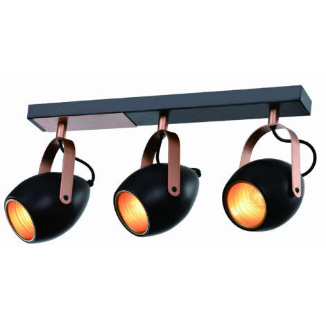 Plafoniera Candellux Anica rame/nera metallo 3xE14