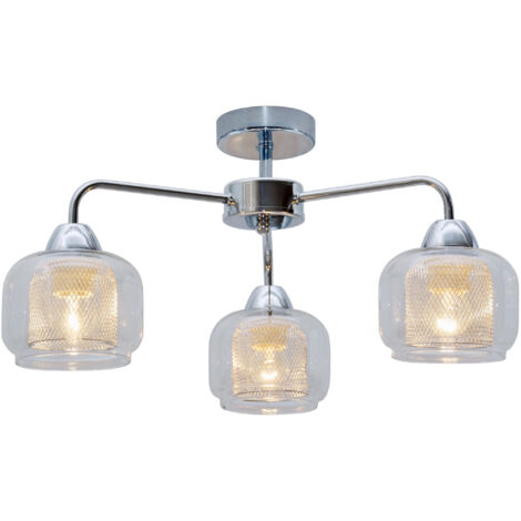 Plafoniera Candellux Ray 3xE14 cromo vetro 56cm trasparente