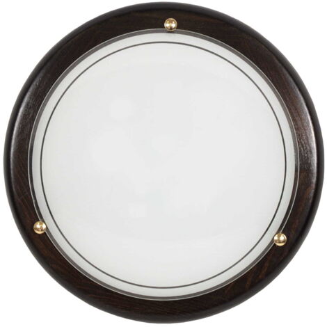 Plafoniera Candellux Wenge legno vetro bianco 30cm E27