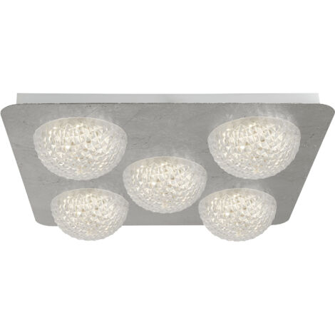 Plafoniera Celestia Acciaio Argento Policarbonato Bianco Led 6,5W 3000K